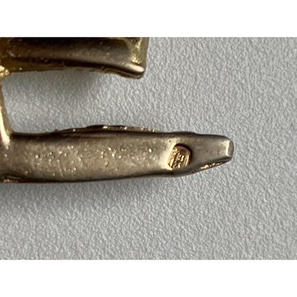 Abstract  Gold over Sterling 925 Brooch Pin With Geometric Brutalist Design - Picture 6 of 6